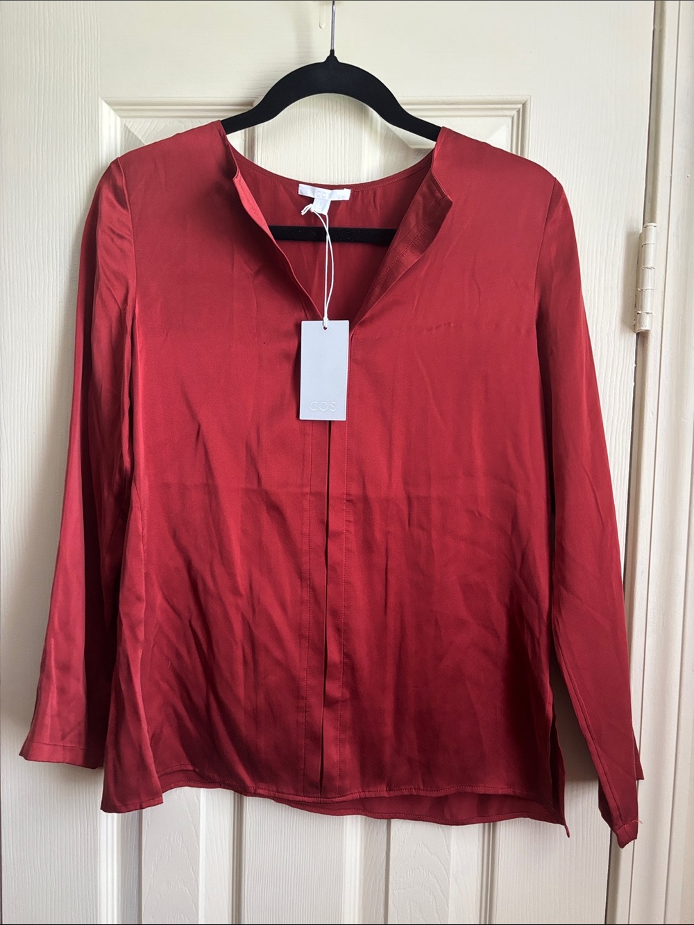 COS Silk Red Long Sleeve Women's Top